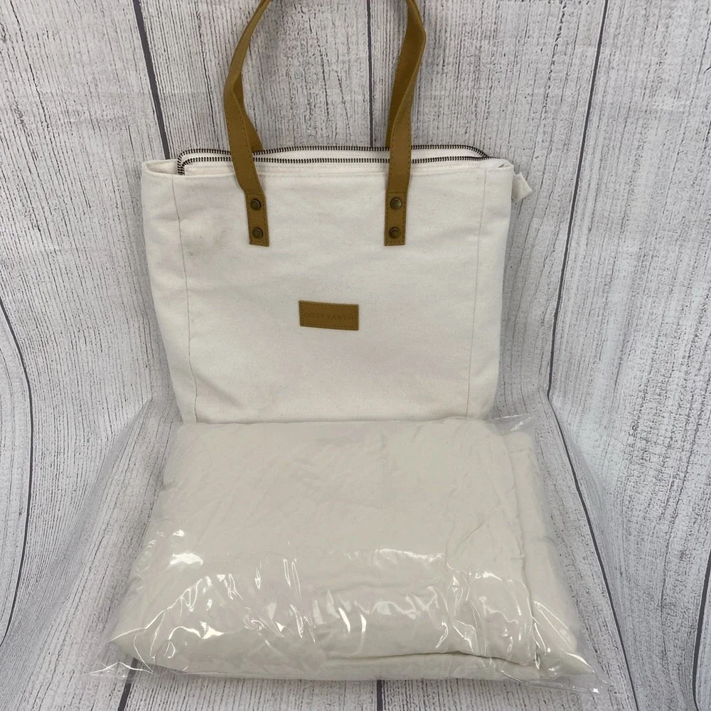 Cozy Earth Duvet Cover QUEEN Cream Ivory Luxury Viscose Bamboo Canvas Tote